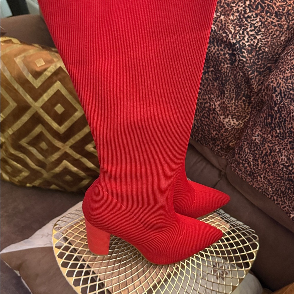 Vibrant Red High-Heel Boots